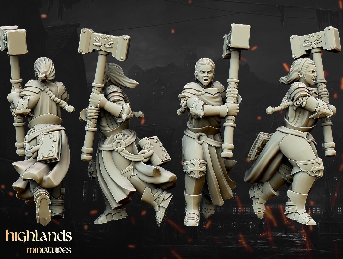 Warriors of the Lady with Command Group 10 multipart models Highland Miniatures Various Scales (US tariffs are pre-paid by us)