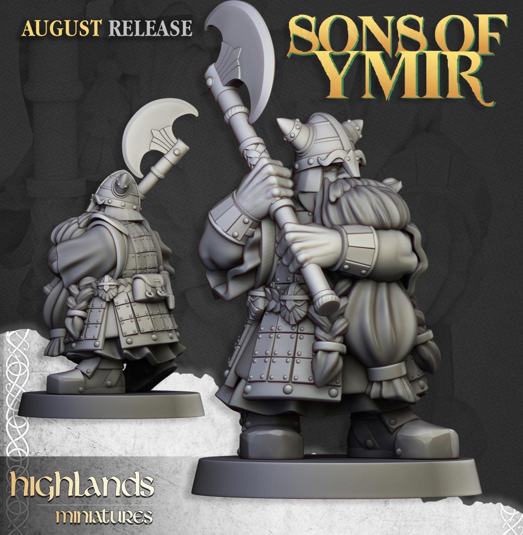 Dwarf Veterans Unit with Command Group 10 models Highland Miniatures Various Scales (US tariffs are pre-paid by us)