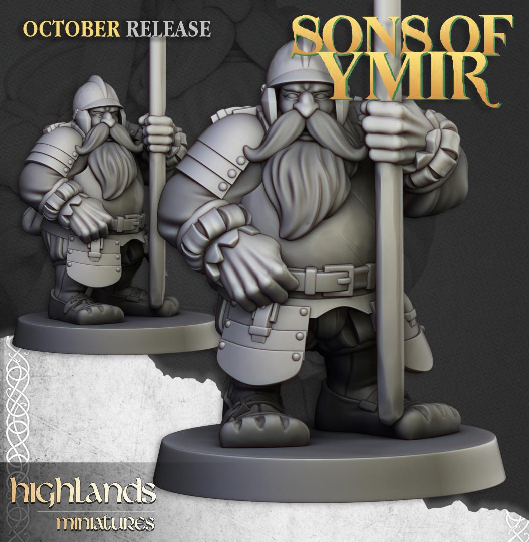Dwarf Pike men Unit with Command Group 10 models Highland Miniatures Various Scales (US tariffs are pre-paid by us)