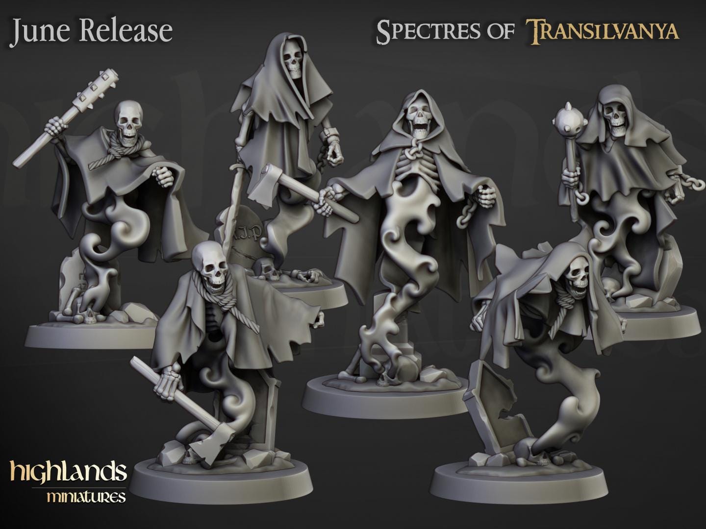 Crypt Ghosts 10 models Highland Miniatures Various Scales (US tariffs are pre-paid by us)