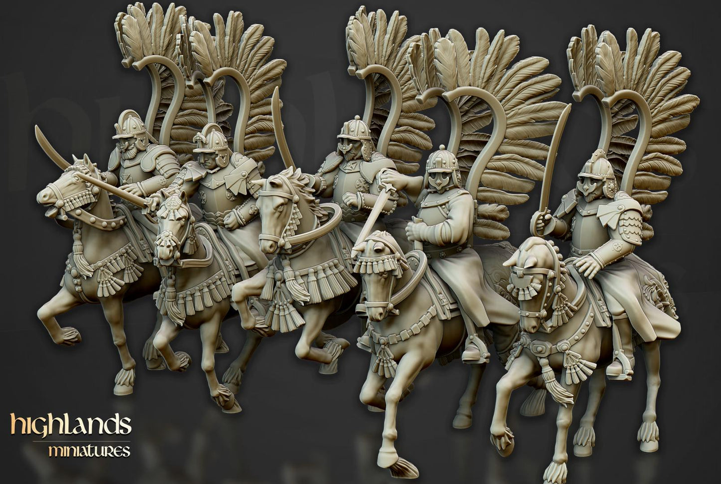 Winged Hussars with Command Group 10 models Highland Miniatures Cavalry various scales (US tariffs are pre-paid by us)