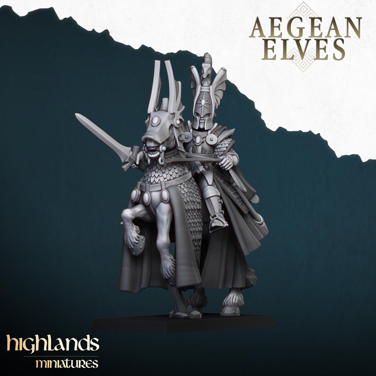 Aegean Elf Mounted Lord Highland Miniatures Hero Various Scales (US tariffs are pre-paid by us)