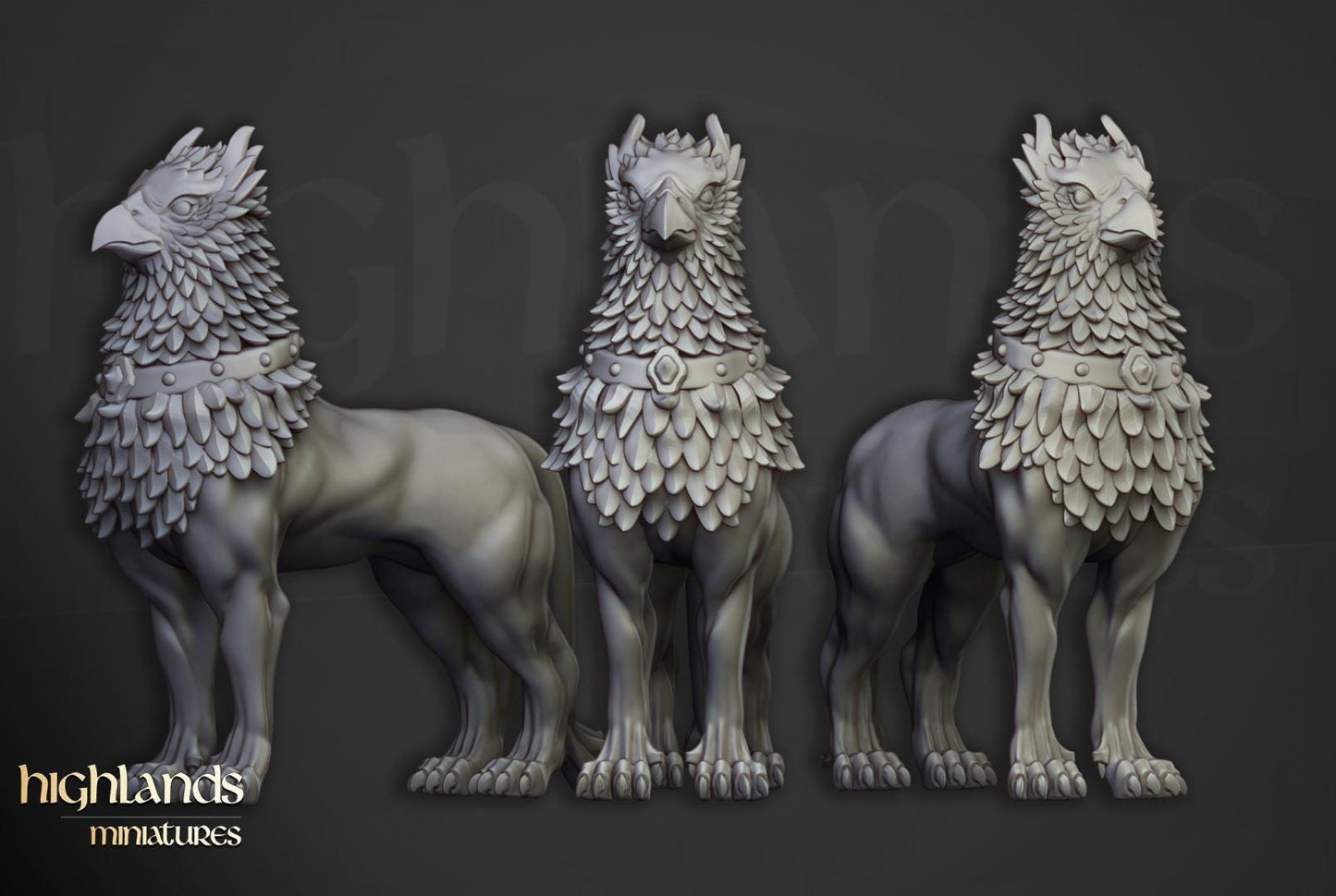 Knights of the Rising Sun on Griffons 3 models Highland Miniatures Various Scales (US tariffs are pre-paid by us)