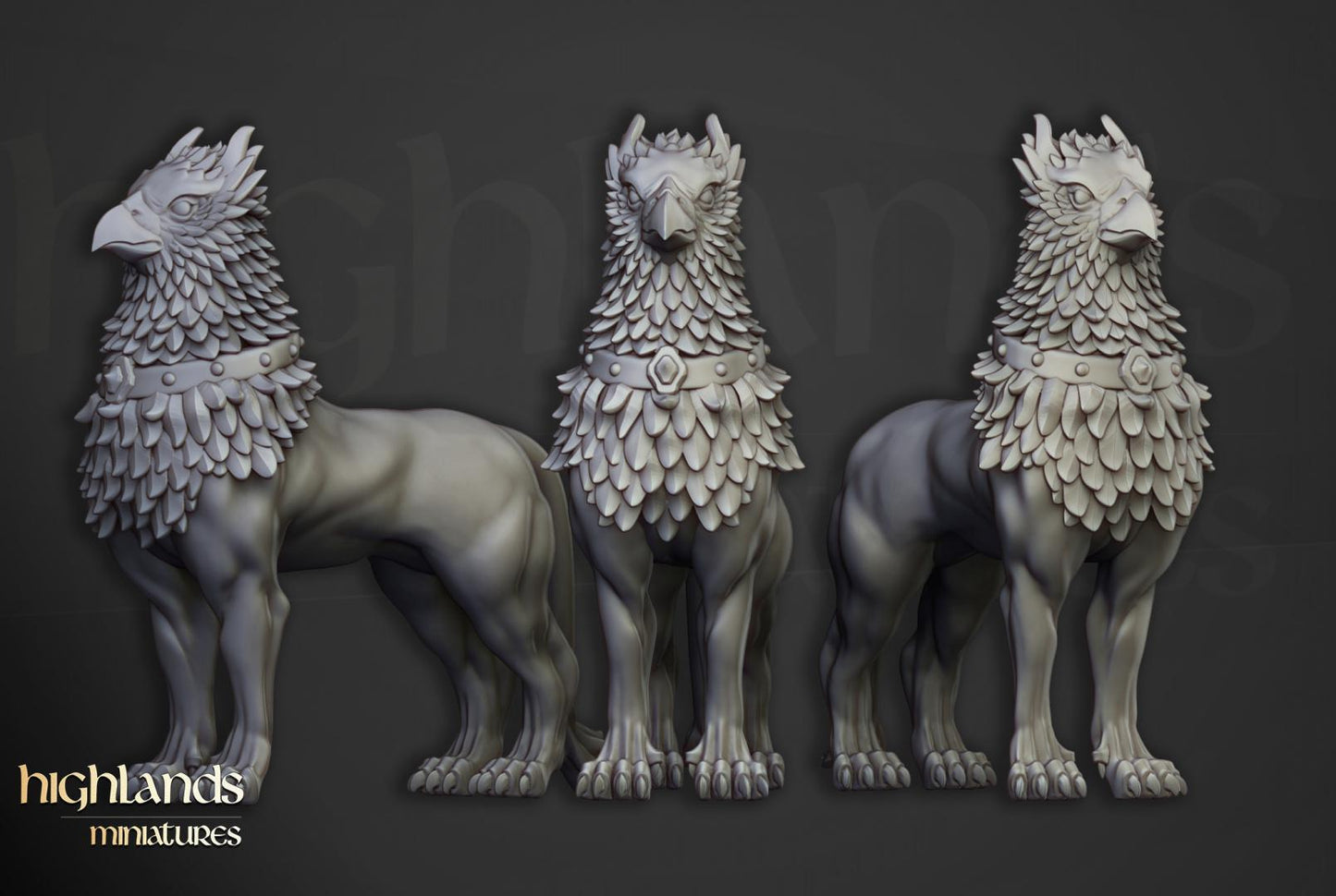 Knights of the Rising Sun on Griffons 3 models Highland Miniatures Various Scales (US tariffs are pre-paid by us)
