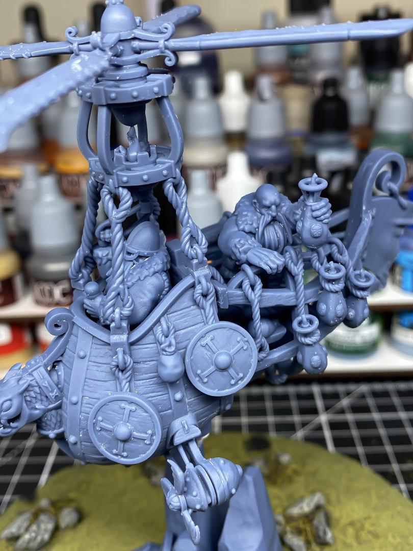 Dwarf Flying Machine with Crew and Scenic Base 4 Variants Highland Miniatures Various Scales (US tariffs are pre-paid by us)