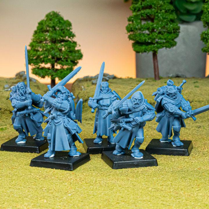 Gallia Dismounted Questing Knights 5 models Highland Miniatures Various Scales (US tariffs are pre-paid by us)