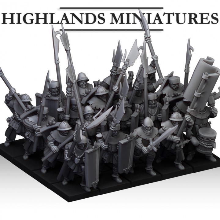 Gallia Men at Arms with Command Group 10 models Highland Miniatures Various Scales (US tariffs are pre-paid by us)