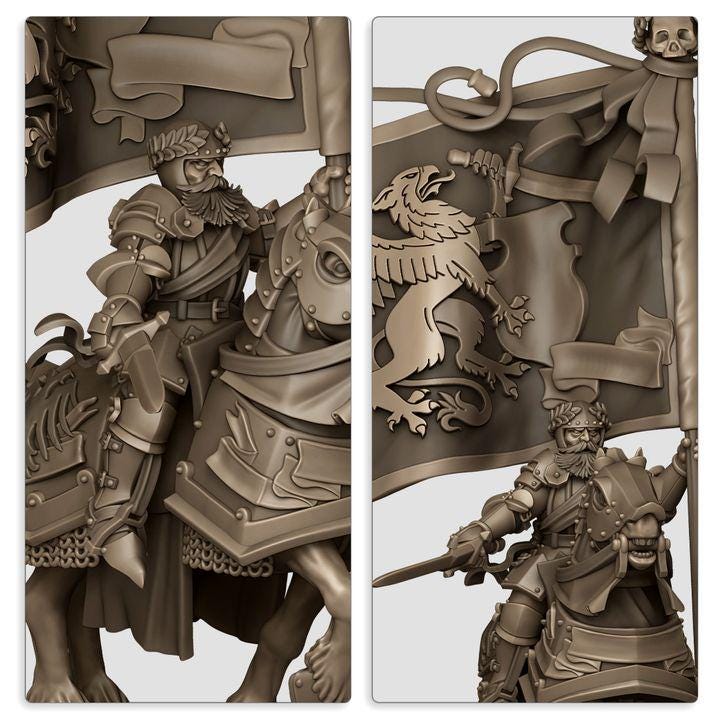 Sunland Battle Standard Bearer on Horse Highland Miniatures Hero Various Scales (US tariffs are pre-paid by us)