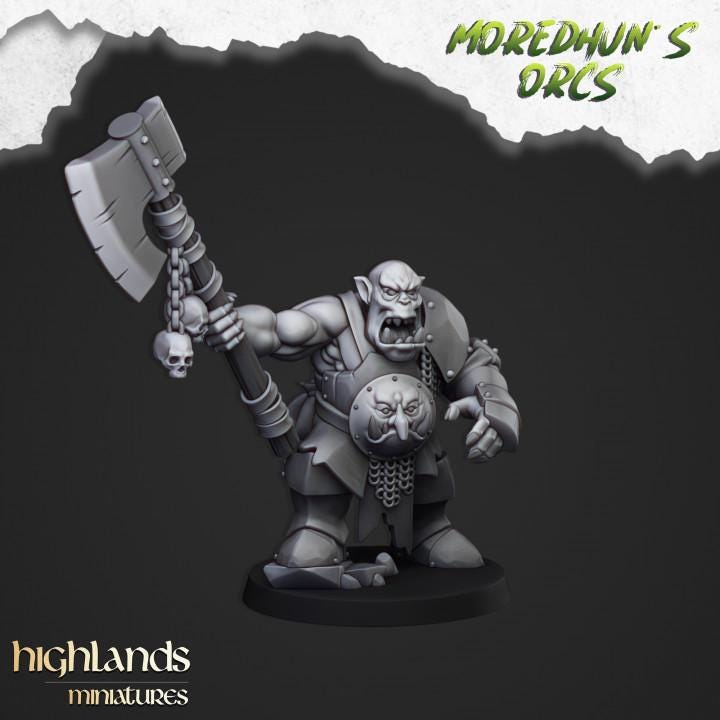 Borgok Skullcrusher Orc Hero Highland Miniatures Various Scales (US tariffs are pre-paid by us)
