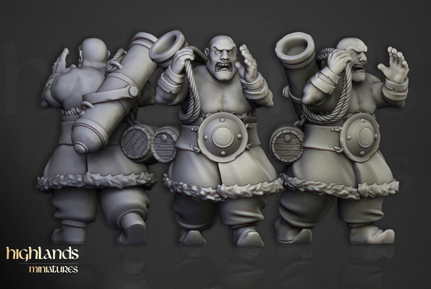 Khazarian Ogre Gunners 6 models Highland Miniatures Various Scales (US tariffs are pre-paid by us)