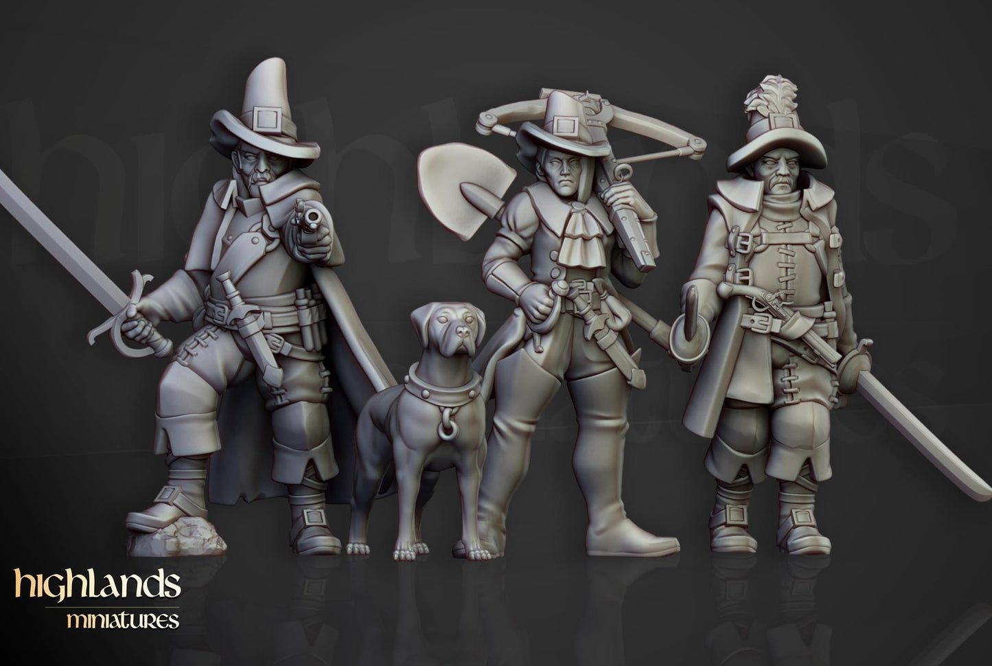 Inquisitorial Band Which Hunters 9 models Highland Miniatures Various Scales (US tariffs are pre-paid by us)
