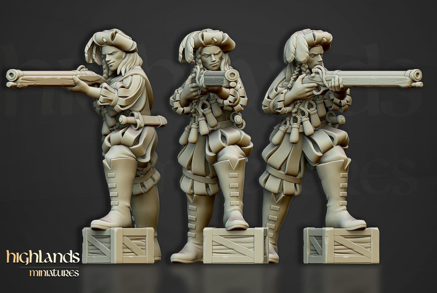 Arquebusiers Unit 10 models Highland Miniatures Various Scales (US tariffs are pre-paid by us)
