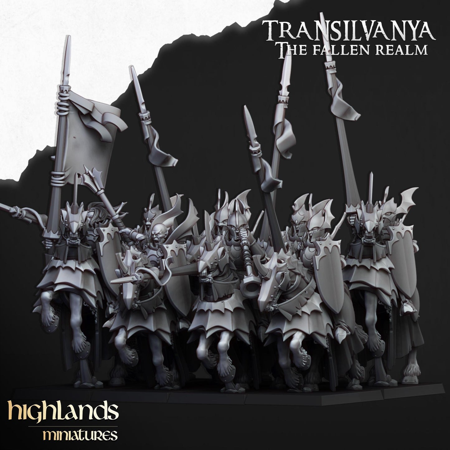 Vampire Knights with Command Group 10 models Highland Miniatures Transilvanya Undead Cavalry various scales (US tariffs are pre-paid by us)