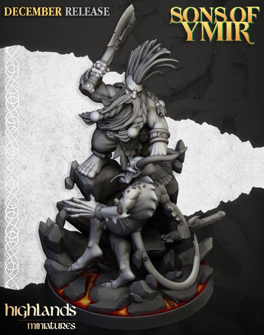 Dwarf Demon Seeker with Scenic Base Highland Miniatures Hero Various Scales (US tariffs are pre-paid by us)