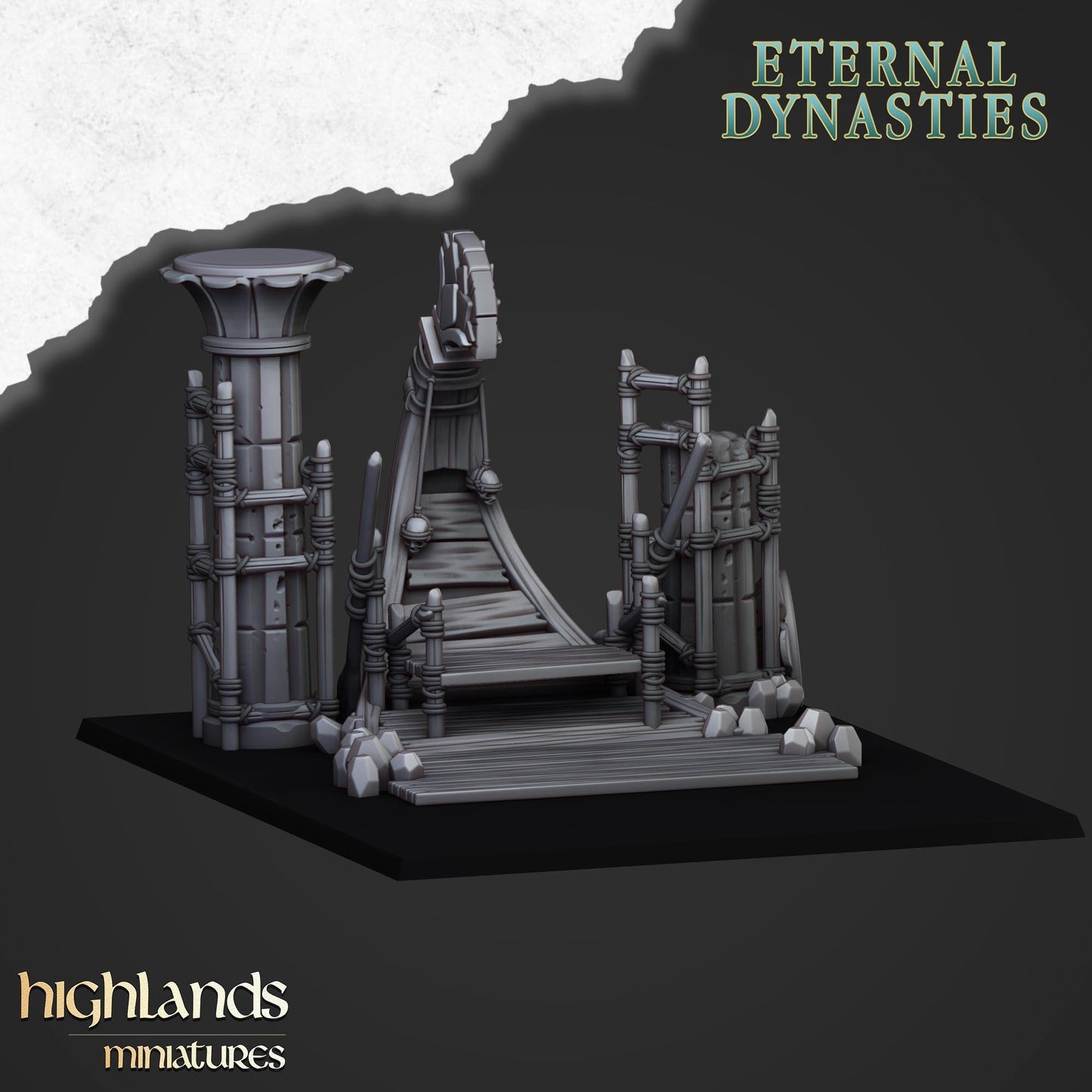 Eternal Pharaoh Funeral Ship with Crew Highland Miniatures Undead Various Scales (US tariffs are pre-paid by us)