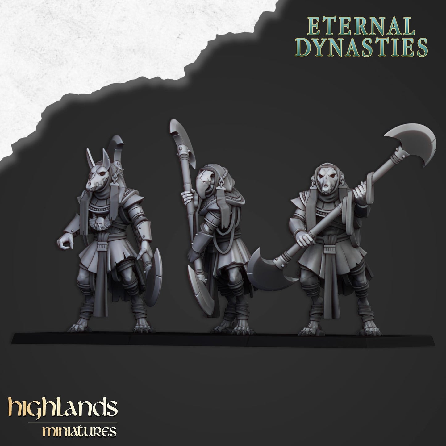 Eternal Anubis Guard Monstrous Infantry 3 models Highland Miniatures Various Scales (US tariffs are pre-paid by us)