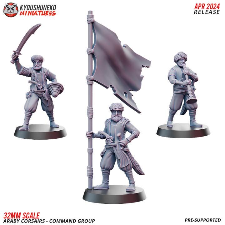 Araby Corsairs Sword and Shield with Command Group (10 models) Various Scales Historical Wargaming (US tariffs are pre-paid by us)