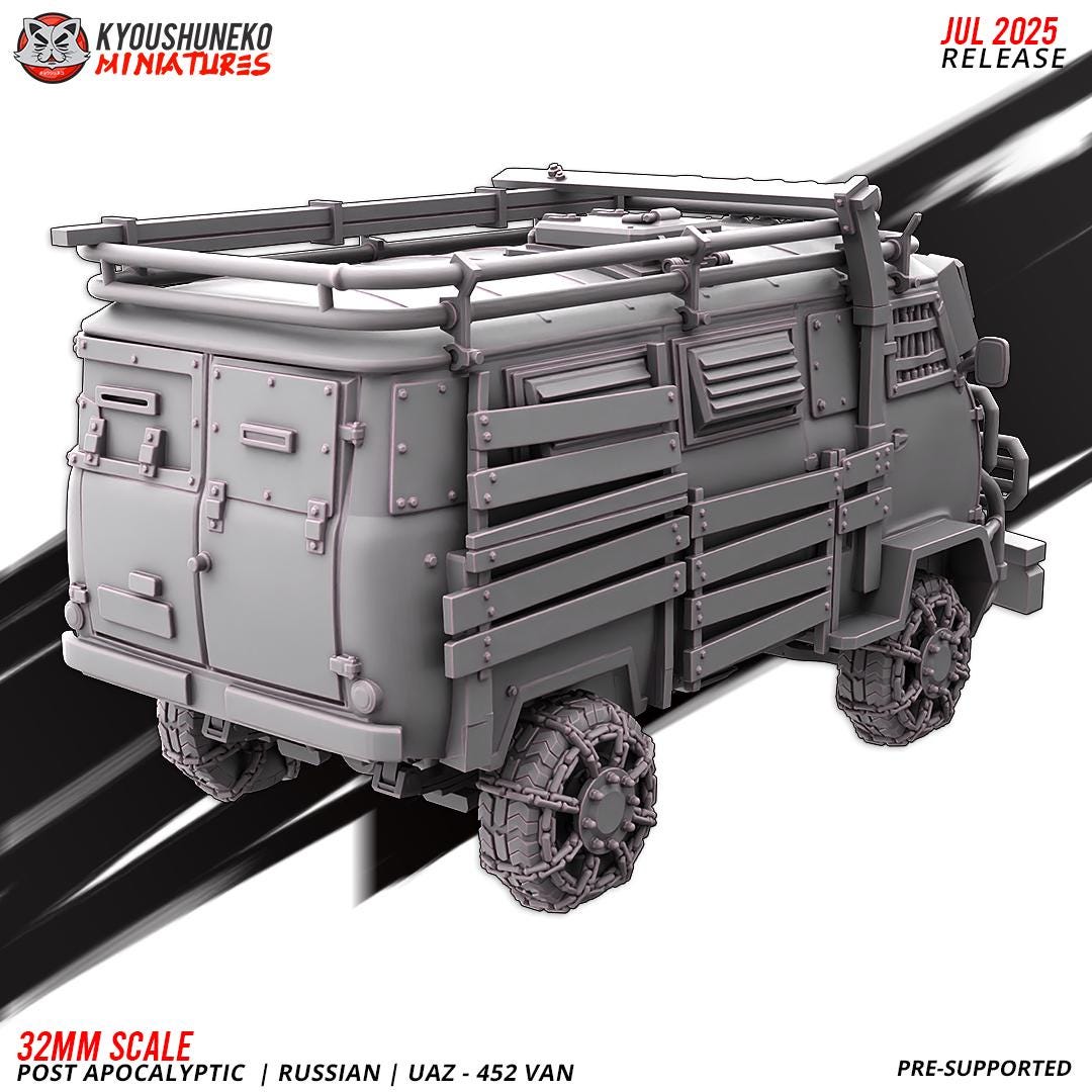 Post Apocalyptic Russian UAZ 4552 Van Various Scales SF Wargaming (US tariffs are pre-paid by us)