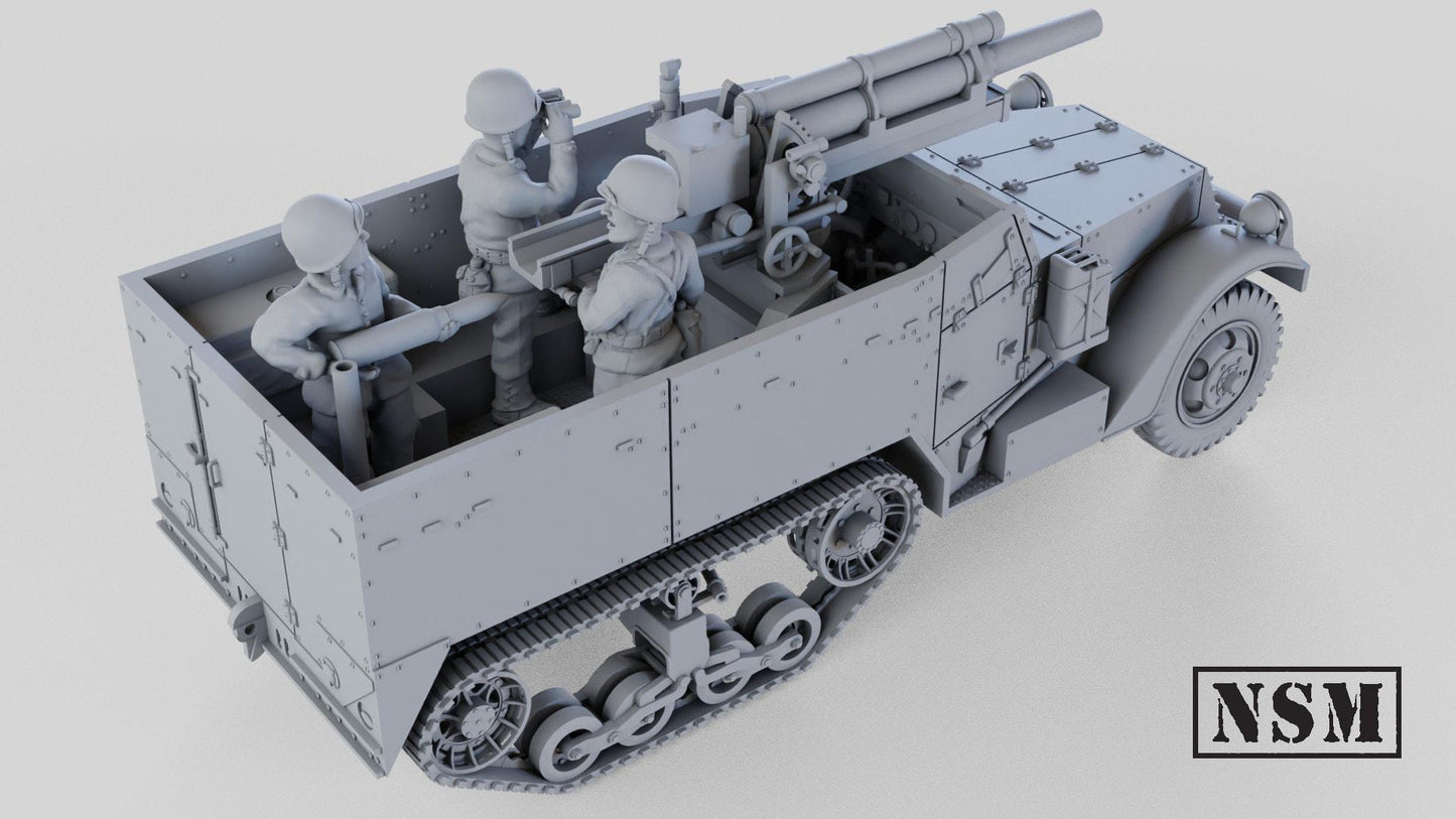 WWII US T19 HMC Halftrack 105mm Howitzer with Crew Various Scales Historical Wargaming