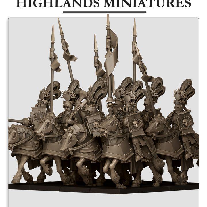 Sunland Golden Flames Knights 10 models Highland Miniatures Cavalry Various Scales (US tariffs are pre-paid by us)