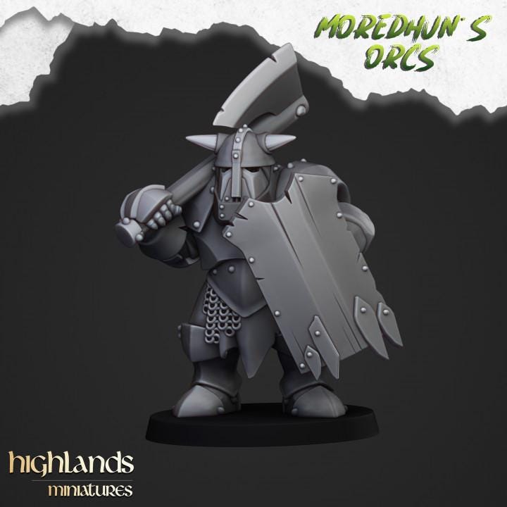 Armoured Orcs Infantry with Command 10 models Highland Miniatures Various Scales (US tariffs are pre-paid by us)
