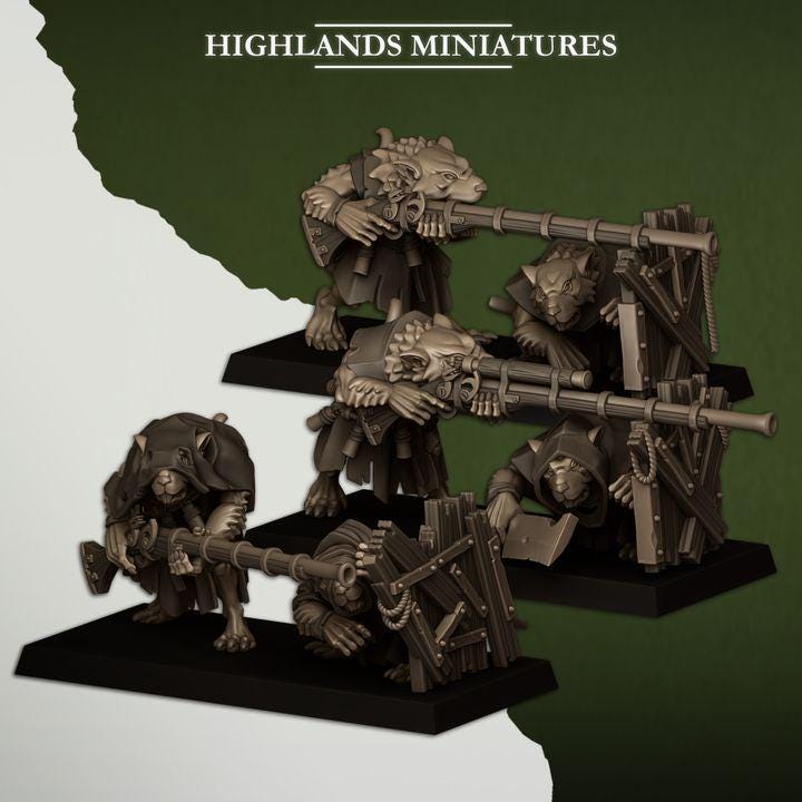 Sewer Vermin Shooters 3 Teams Highland Miniatures Various Scales (US tariffs are pre-paid by us)