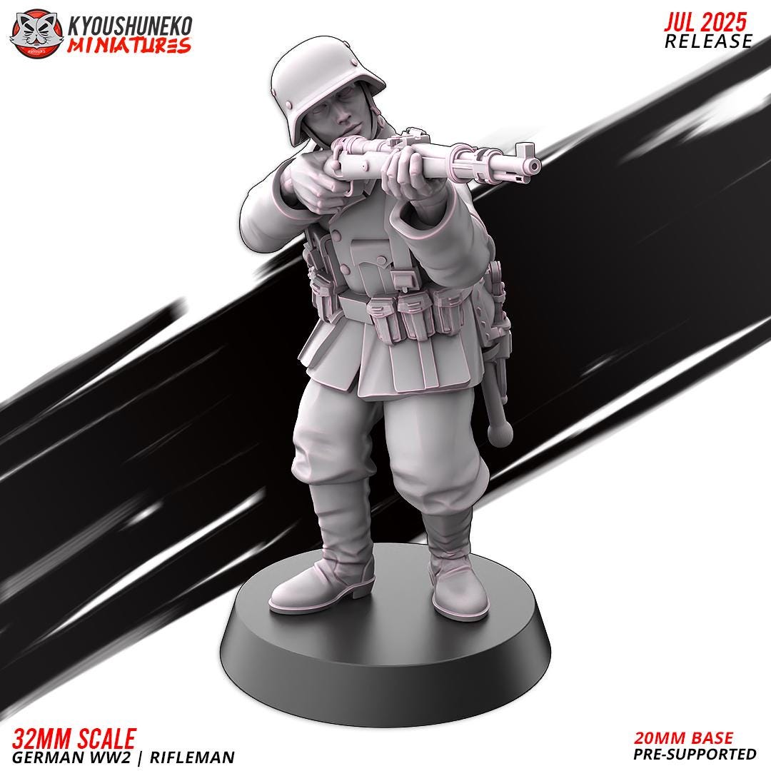 WWII German Infantry Riflemen Squad (10 models) Various Scales Historical Wargaming (US tariffs are pre-paid by us)