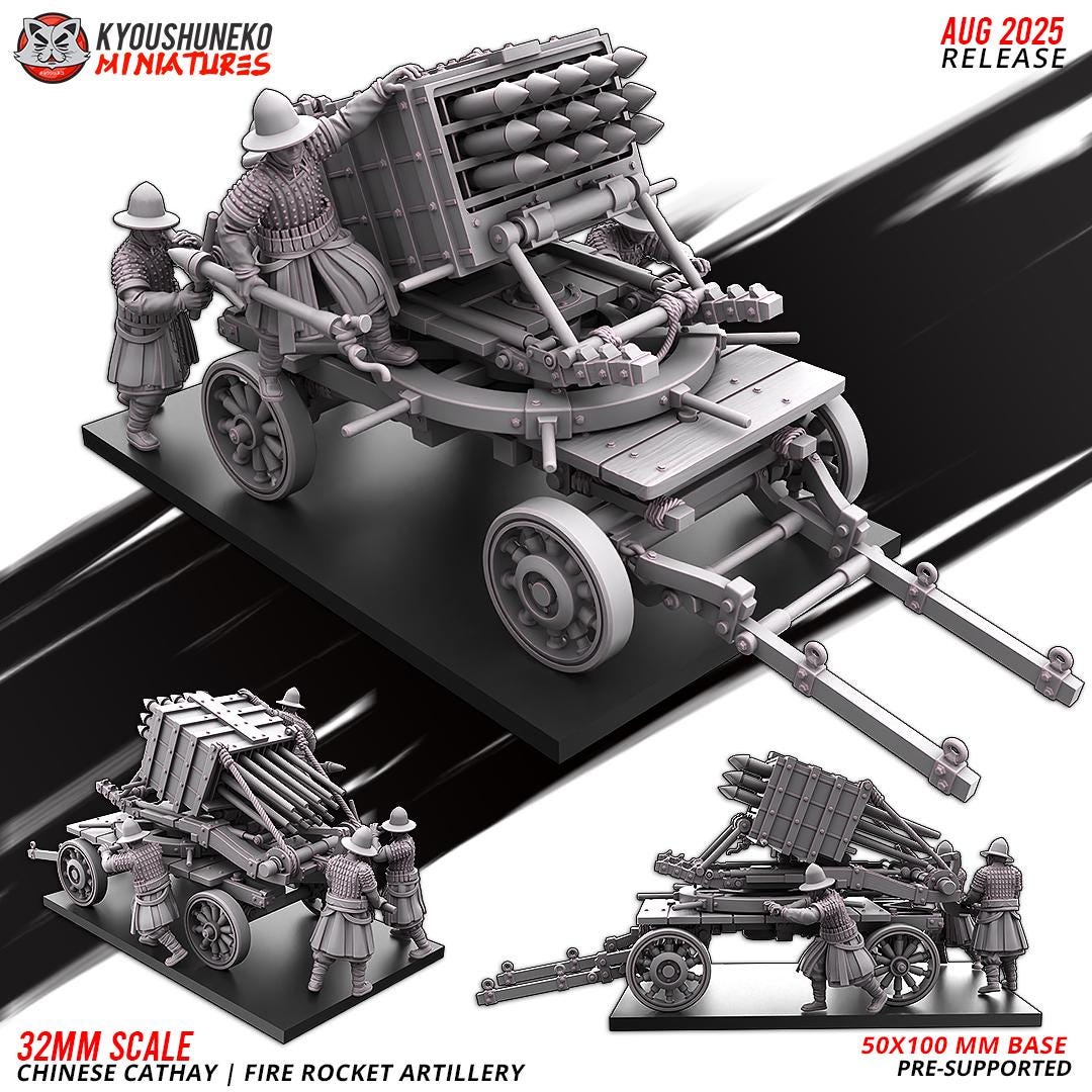 Ancient Chinese Cathay Fire Rocket Artillery with Crew Various Scales Historical Wargaming (US tariffs are pre-paid by us)