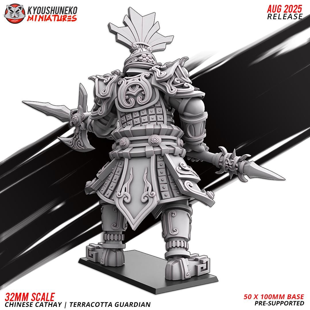 Ancient Chinese Cathay Terracotta Guardian (ap. 20cm high in 1/56 scale) Various Scales Historical Wargaming (US tariffs are pre-paid by us)