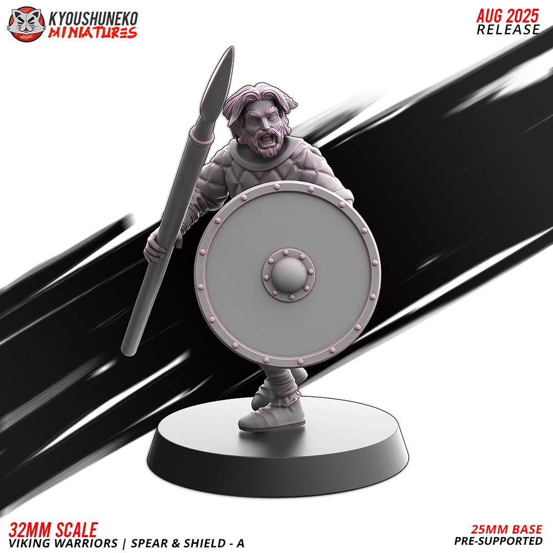 Medieval Viking Warriors with Spears and Shields Unit (10 Models) Various Scales Historical Wargaming (US tariffs are pre-paid by us)