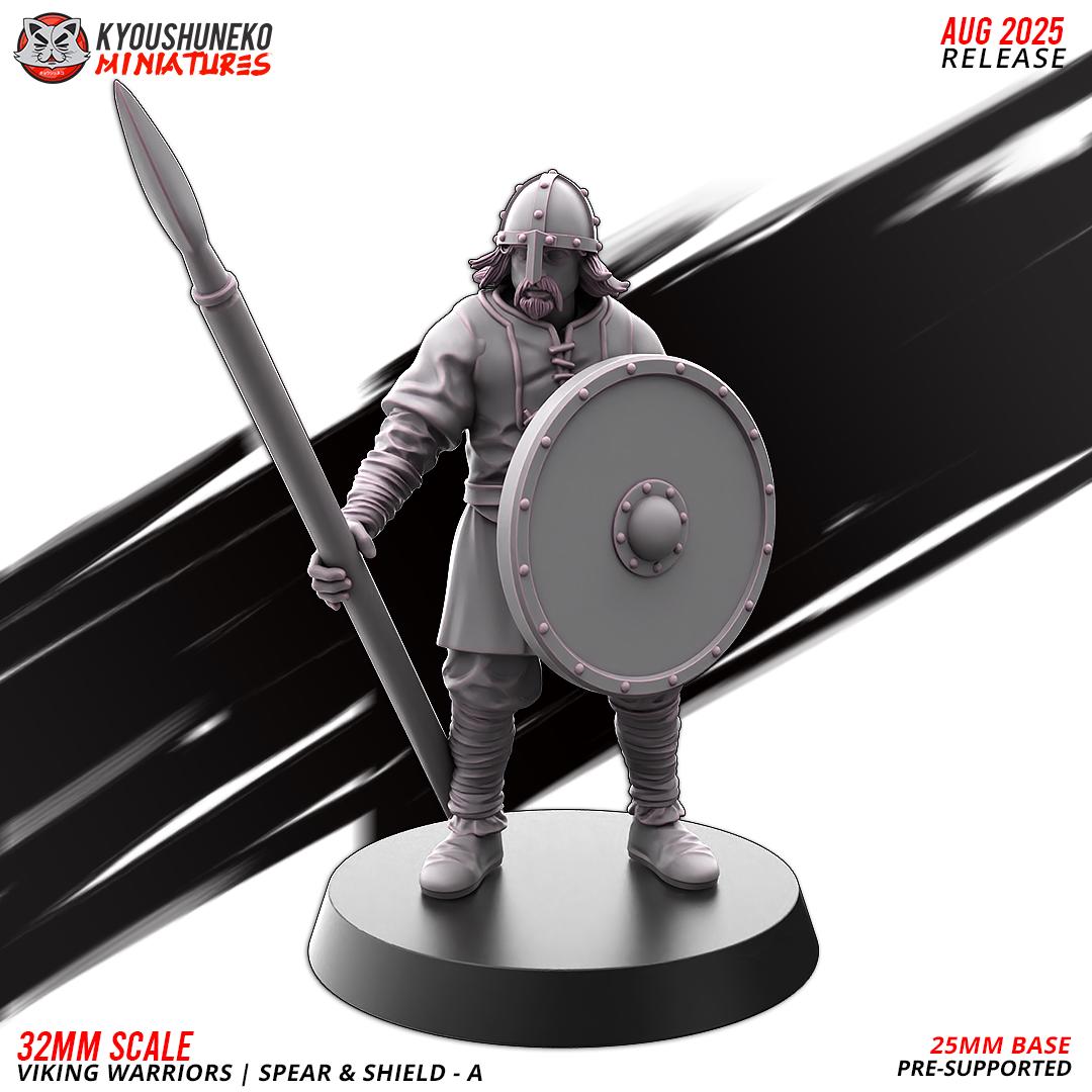 Medieval Viking Warriors with Spears and Shields Unit (10 Models) Various Scales Historical Wargaming (US tariffs are pre-paid by us)