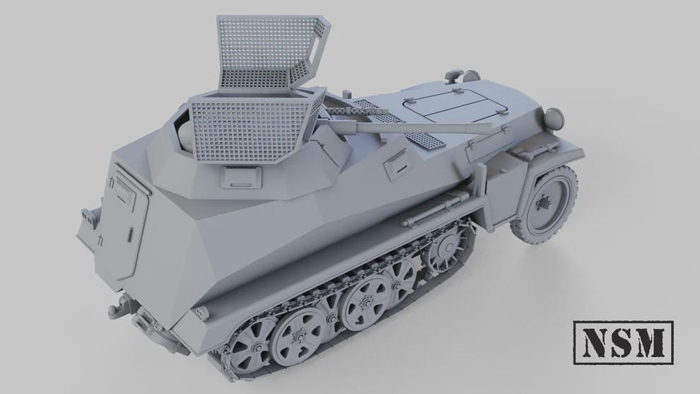 WWII German Sd.Kfz 250/9 with Crew (1 model) Various Scales Historical Wargaming (US tariffs are pre-paid by us)