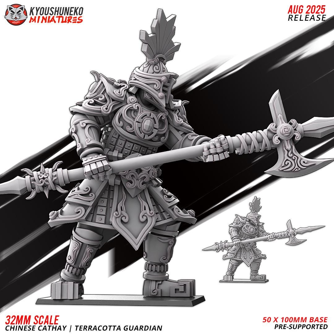 Ancient Chinese Cathay Terracotta Guardian (ap. 20cm high in 1/56 scale) Various Scales Historical Wargaming (US tariffs are pre-paid by us)