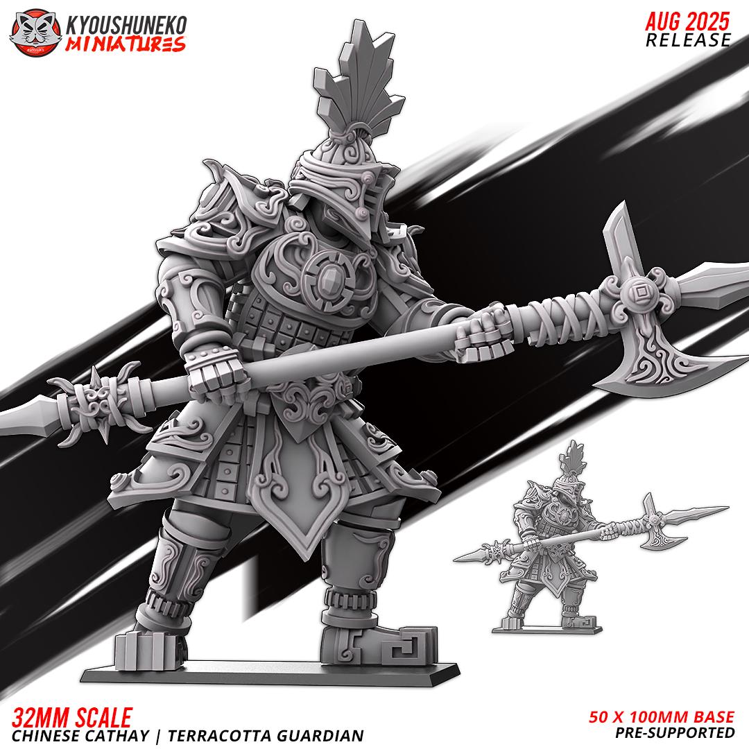 Ancient Chinese Cathay Terracotta Guardian (ap. 20cm high in 1/56 scale) Various Scales Historical Wargaming (US tariffs are pre-paid by us)