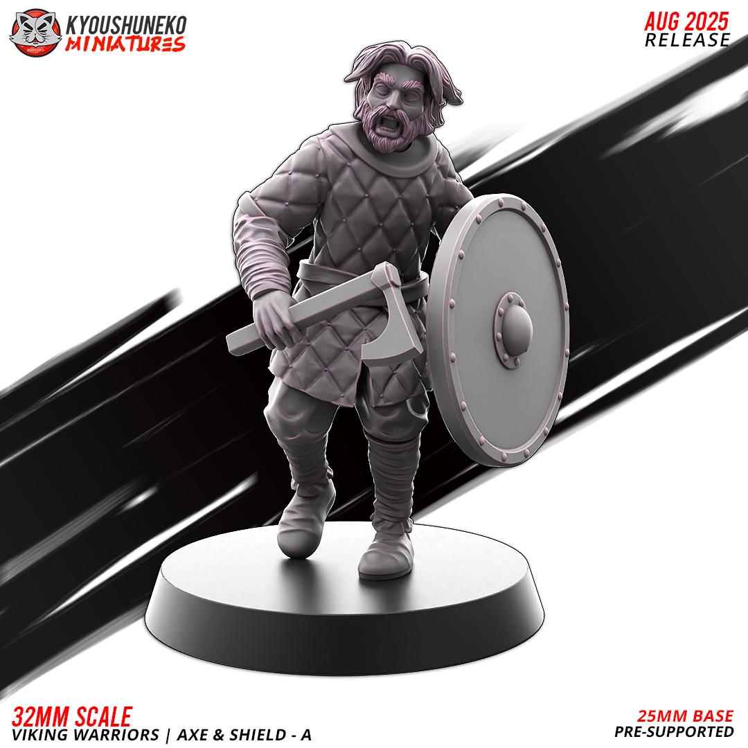 Medieval Viking Warriors with Axes and Shields Unit (10 Models) Various Scales Historical Wargaming (US tariffs are pre-paid by us)