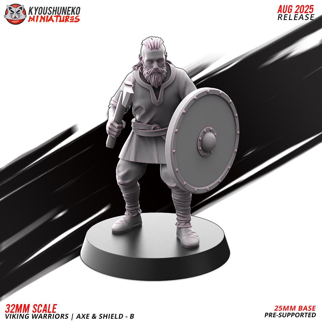 Medieval Viking Warriors with Axes and Shields Unit (10 Models) Various Scales Historical Wargaming (US tariffs are pre-paid by us)