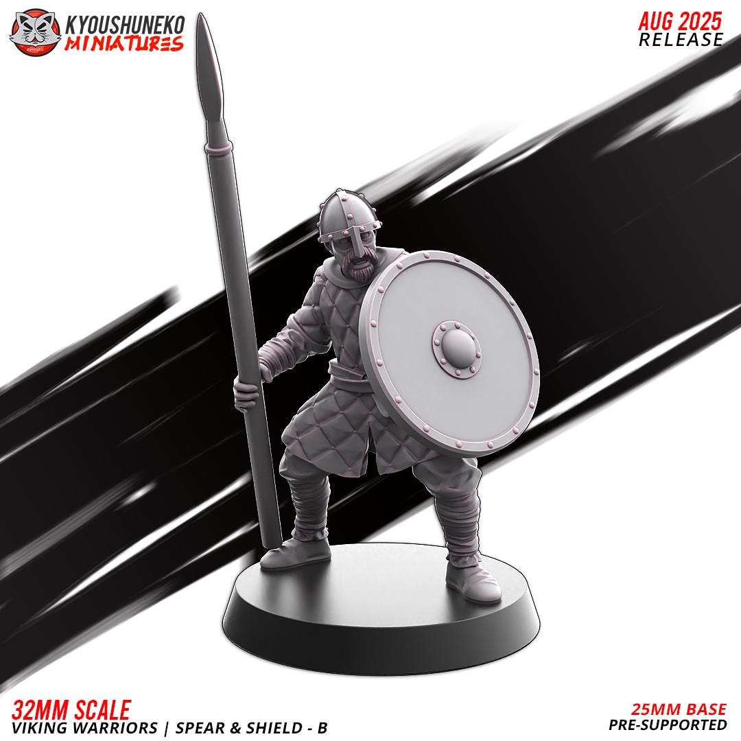 Medieval Viking Warriors with Spears and Shields Unit (10 Models) Various Scales Historical Wargaming (US tariffs are pre-paid by us)