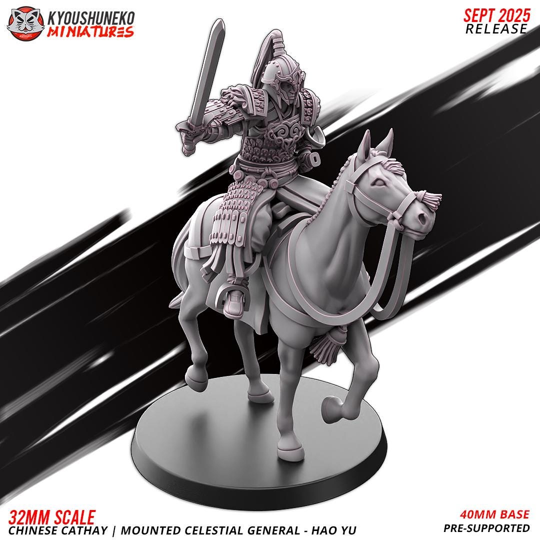 Ancient Chinese Cathay Mounted Celestial General Hao Yu (1 model) Various Scales Historical Wargaming (US tariffs are pre-paid by us)
