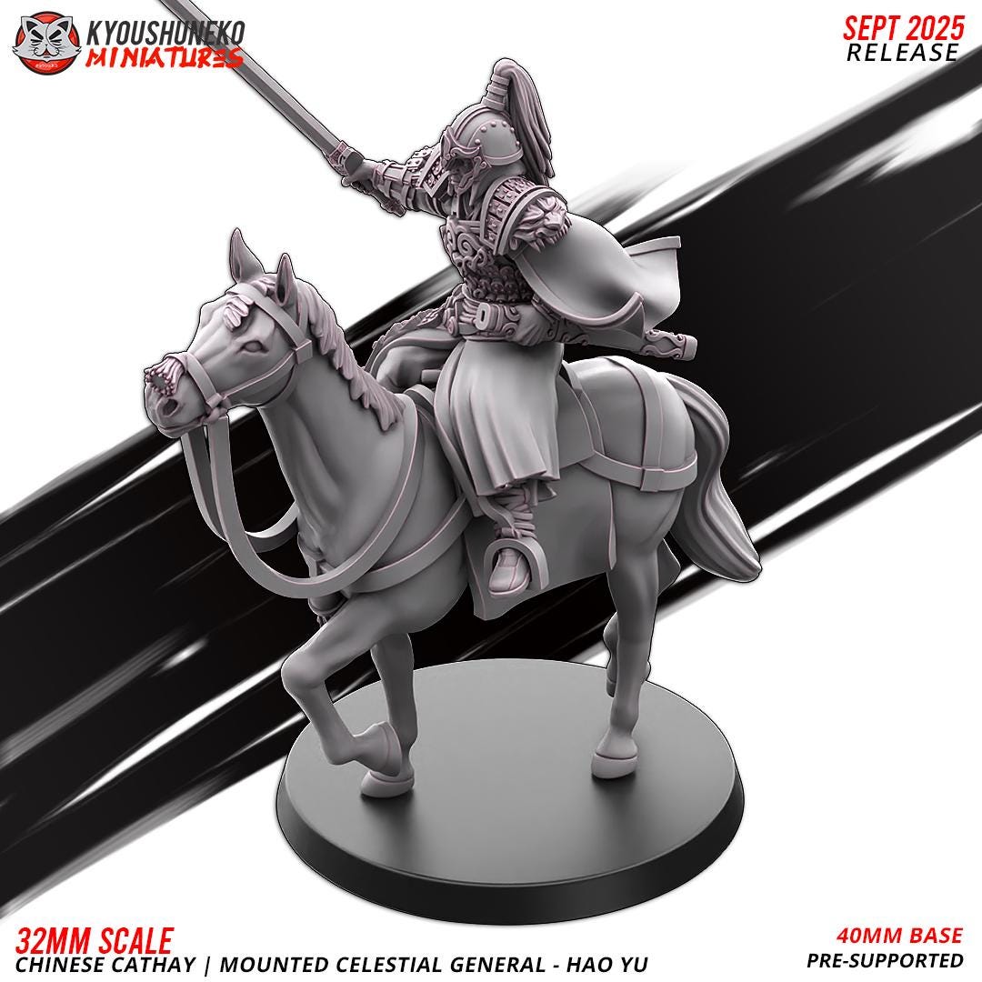 Ancient Chinese Cathay Mounted Celestial General Hao Yu (1 model) Various Scales Historical Wargaming (US tariffs are pre-paid by us)