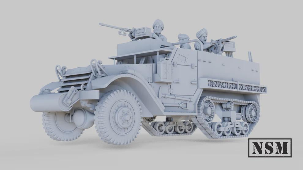 WWII British 8th Army M5A1 Halftrack with Crew (Sikh Option) Various Scales Historical Wargaming (US tariffs are pre-paid by us)
