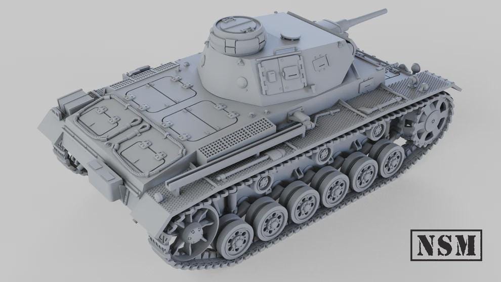 WWII German Panzer III Ausf H Various Scales Historical Wargaming (US tariffs are pre-paid by us)