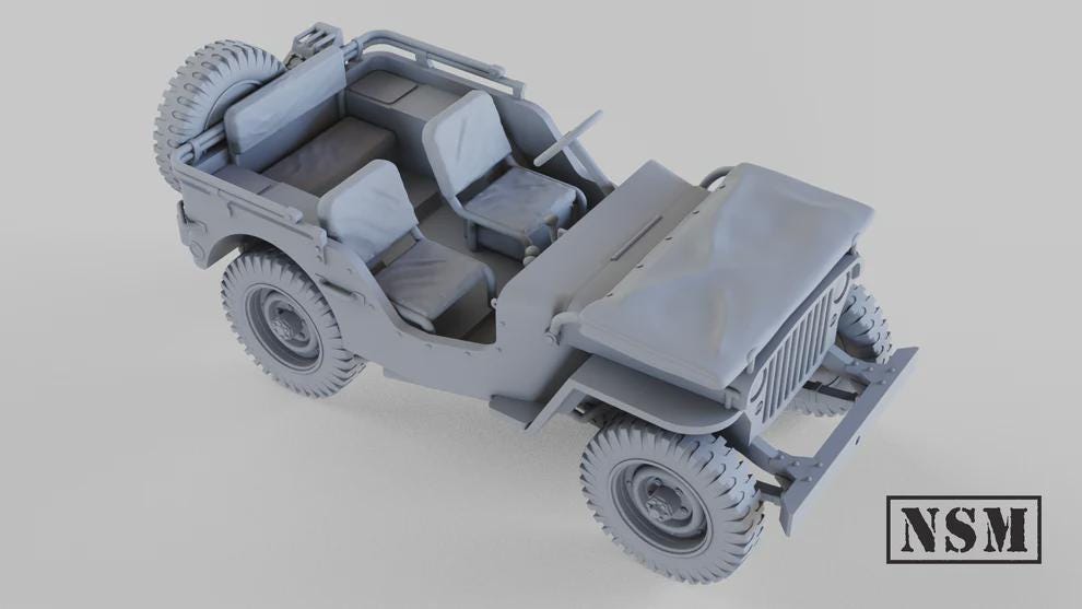 WWII Soviet Willys Jeep Set with Crew (1 model) Various Scales Historical Wargaming (US tariffs are pre-paid by us)