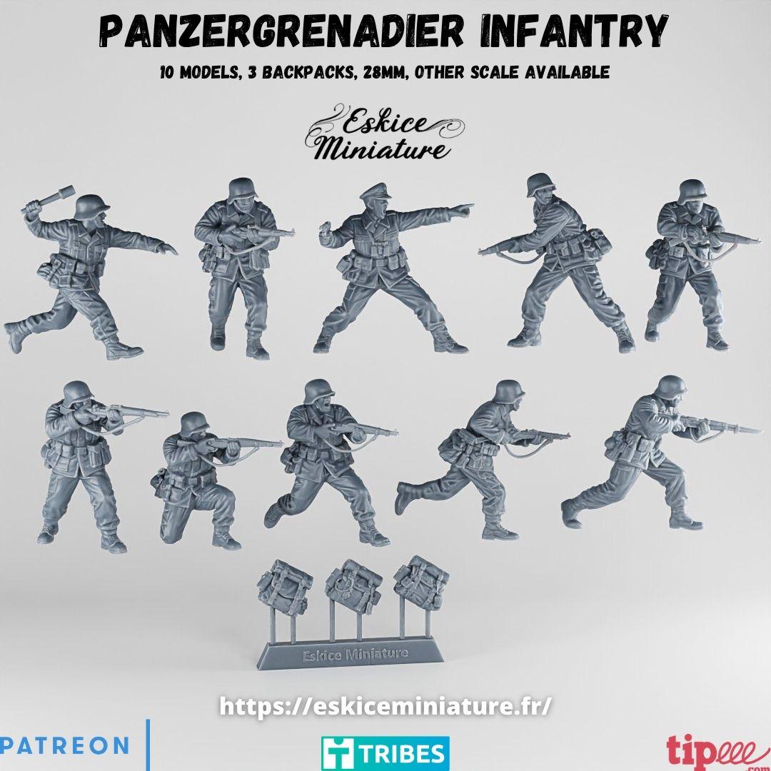 WWII German Panzergrenadier Squad 1 (10 models) Various Scales Historical Wargaming (US tariffs are pre-paid by us)