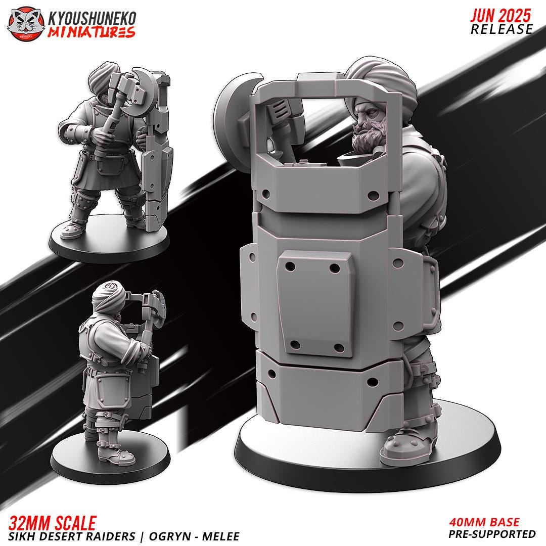 Sikh Desert Raider Ogryns (4 models) Various Scales SF Wargaming (US tariffs are pre-paid by us)