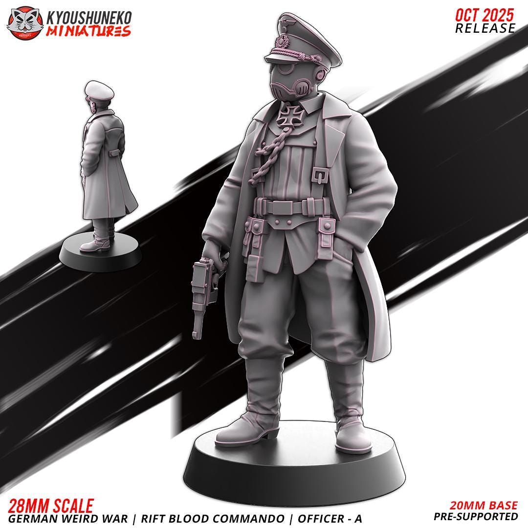 Weird War German Officers Set (2 models) Various Scales Sf Wargaming (US tariffs are pre-paid by us)