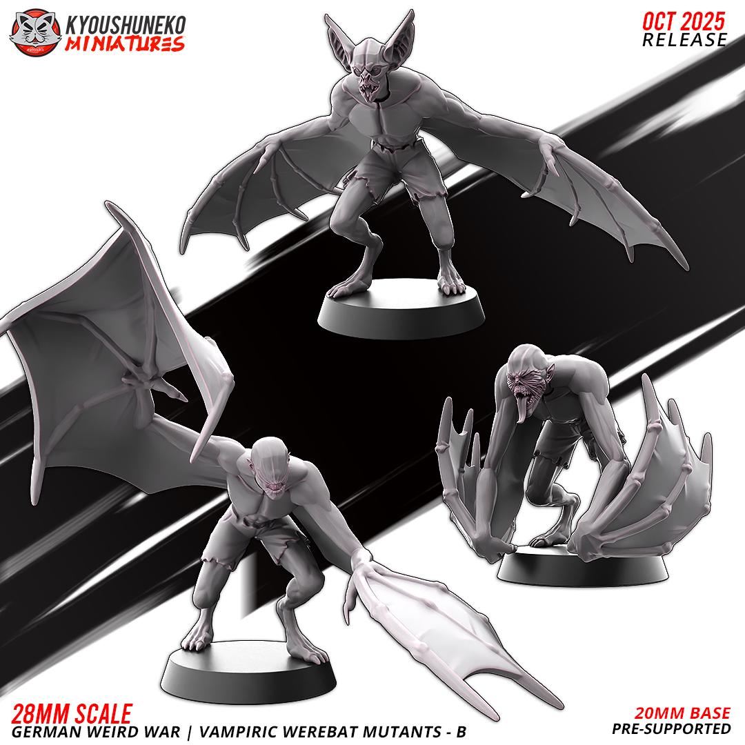 Weird War German Vampiric Werebat Mutants (6 models) Various Scales SF Wargaming (US tariffs are pre-paid by us)