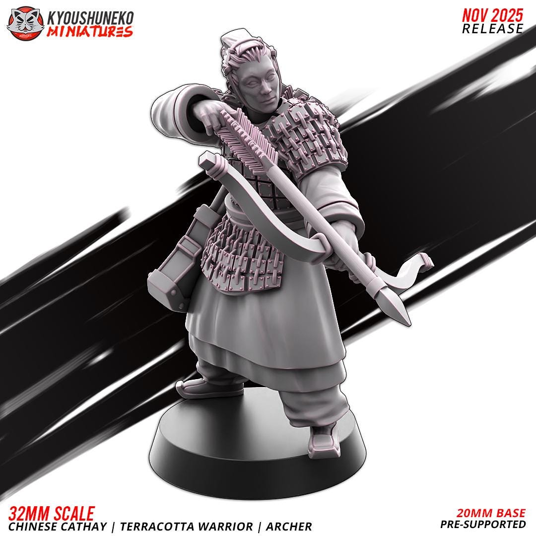 Ancient Chinese Cathay Terracotta Warriors Bowmen Unit (10 models) Various Scales Historical Wargaming (US tariffs are pre-paid by us)