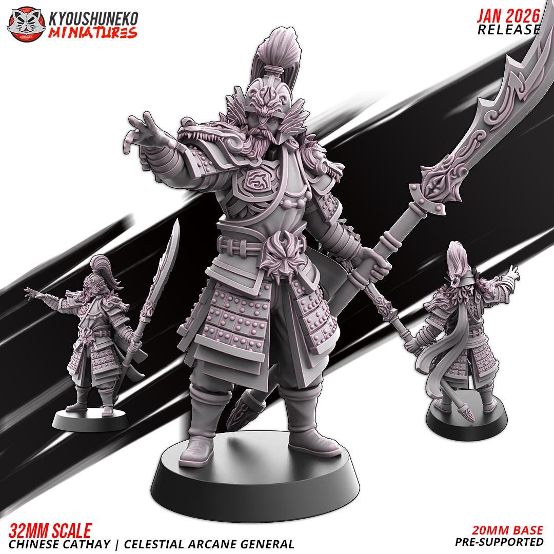 Ancient Chinese Cathay Celestial Arcane General (1 model) Various Scales Fantasy Wargaming (US tariffs are pre-paid by us)