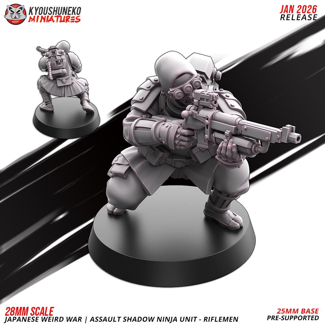 Weird War Japanese Assault Shadow Ninja Riflemen Unit (10 models) Various Scales SF Wargaming (US tariffs are pre-paid by us)