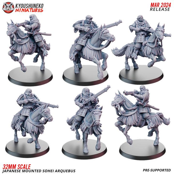 Japanese Mounted Sohei Arquebus 6 models (US tariffs are pre-paid by us)